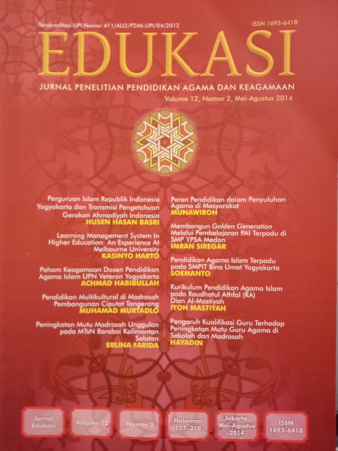 Jurnal Edukasi Volume 12, Nomor 2, Mei-Agustus 2014