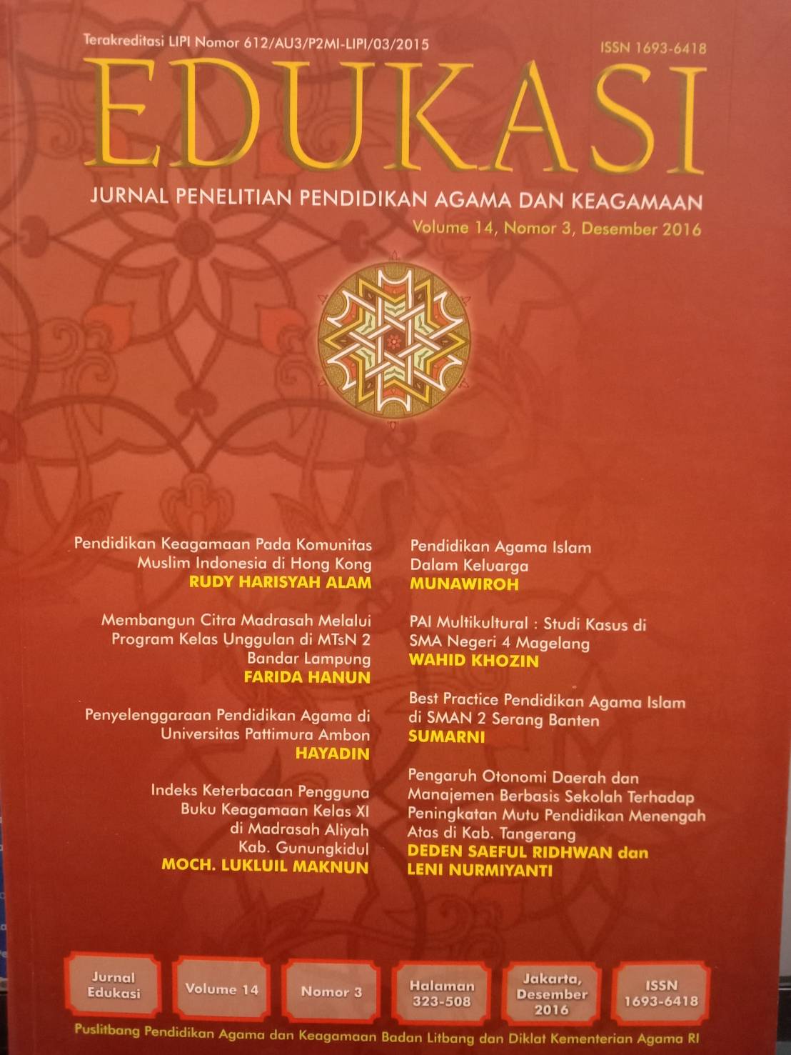 Jurnal Edukasi Volume 14, Nomor 2, Agustus 2016
