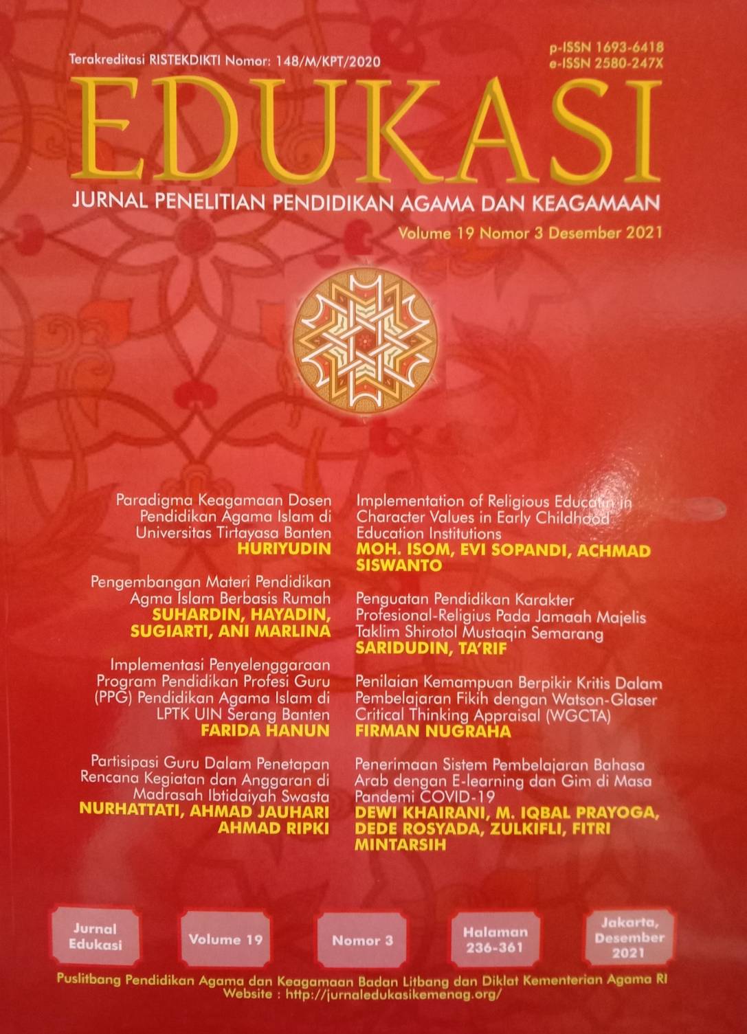 Jurnal Edukasi Volume 19, Nomor 3, Desember 2021