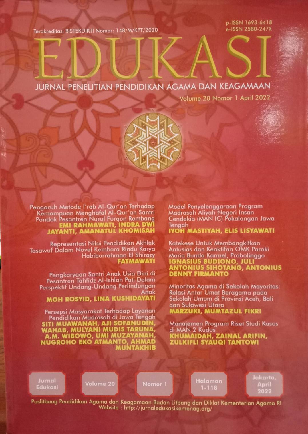 Jurnal Edukasi Volume 20, Nomor 1, April 2022