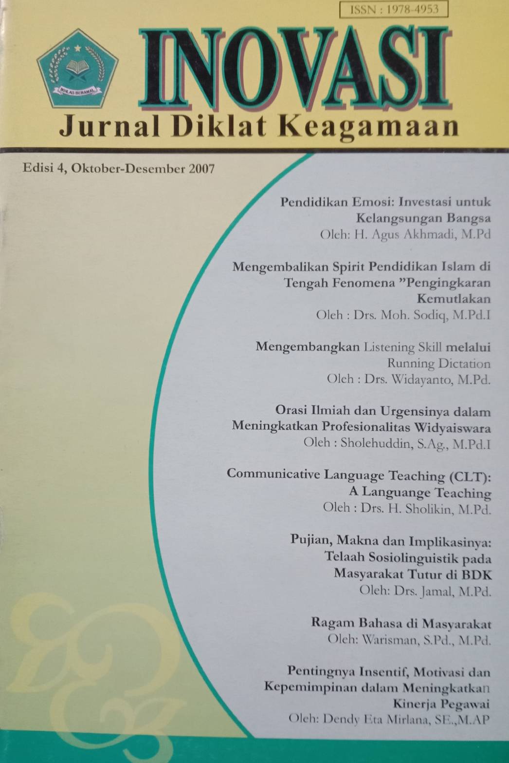 Jurnal Inovasi Edisi 4, Oktober-Desember 2007