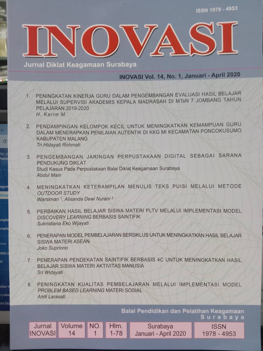Jurnal Inovasi Vol. 14, No. 1, Januari-April 2020