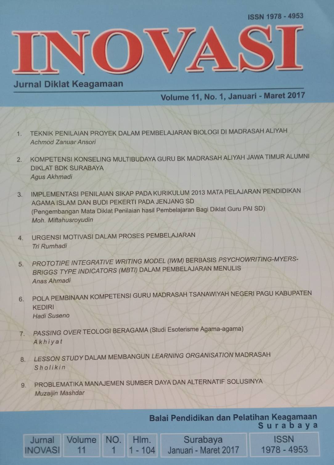 Jurnal Inovasi Volume 11, No. 1, Januari-Maret 2017