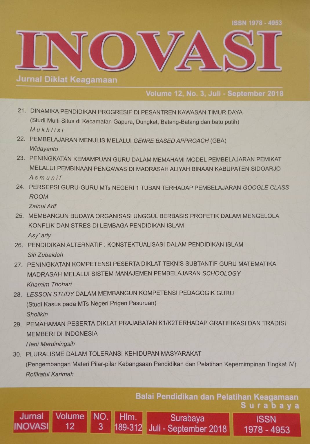Jurnal Inovasi Volume 12, No. 3, Juli-September 2018