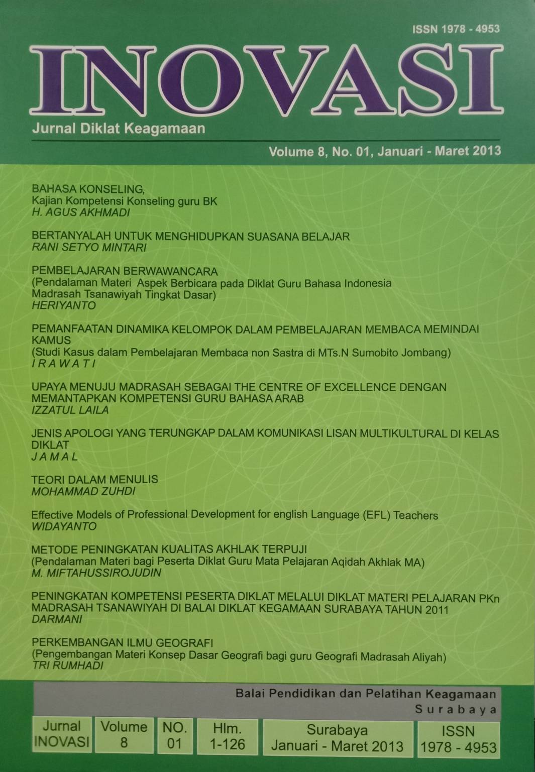 Jurnal Inovasi Volume 8, No. 01, Januari- Maret 2013
