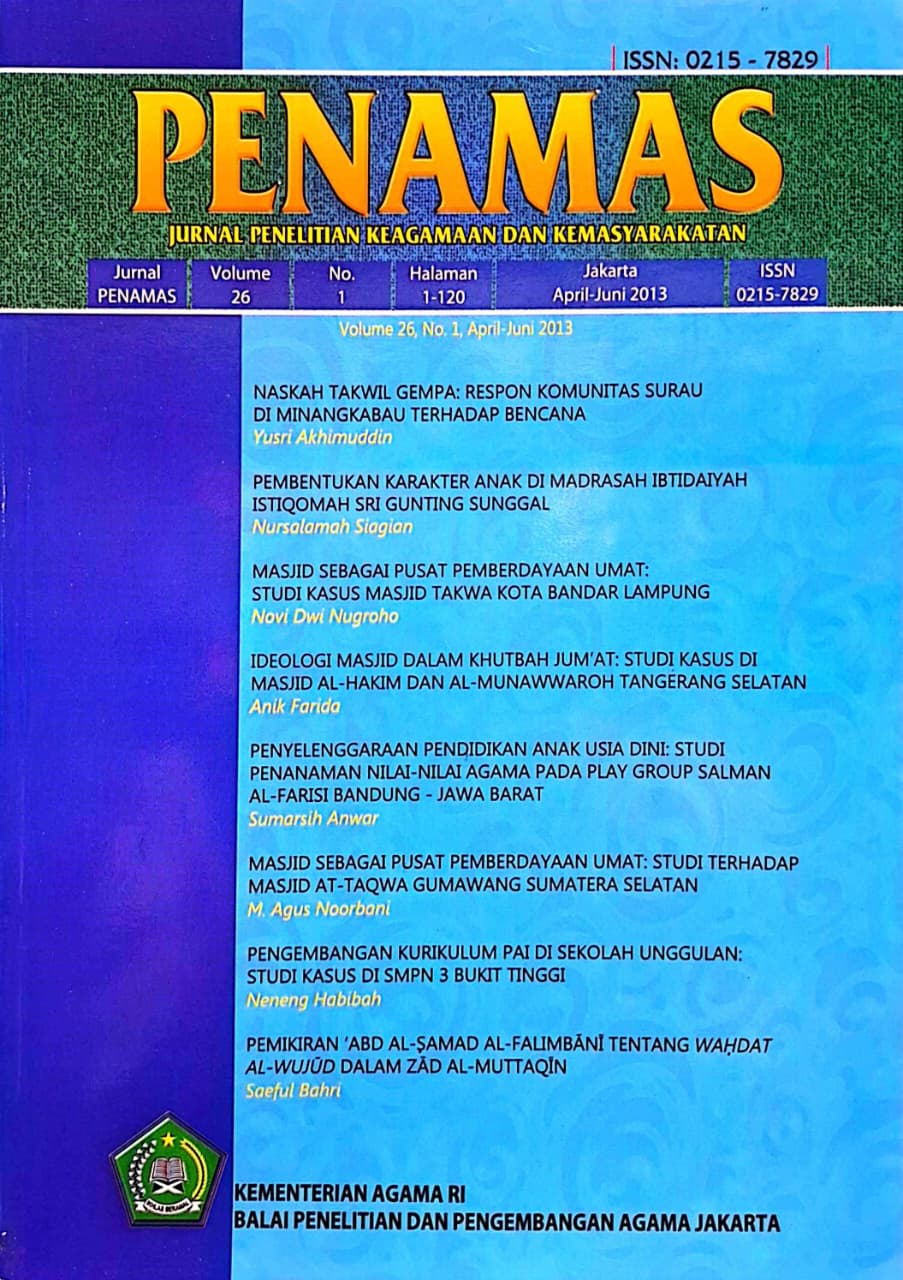 Jurnal Penamas Volume 26 Nomor 1, April-Juni 2013