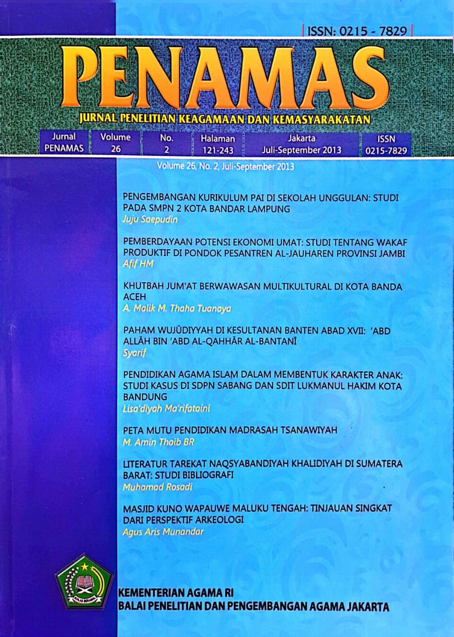 Jurnal Penamas Volume 26 Nomor 2, Juli-September 2013