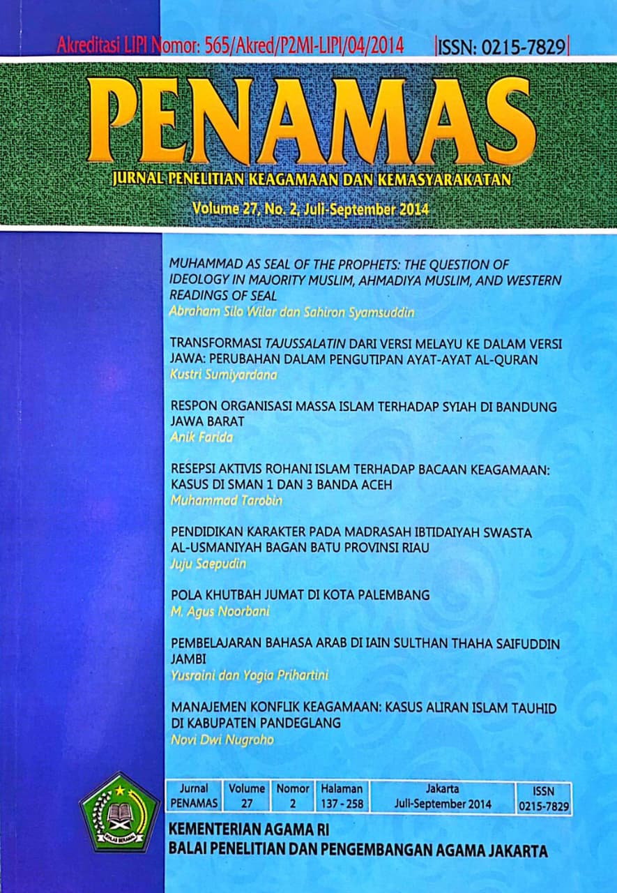 Jurnal Penamas Volume 27 Nomor 2, Juli-September 2014