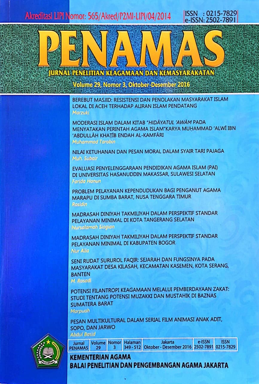 Jurnal Penamas Volume 29 Nomor 3, Oktober-Desember 2016