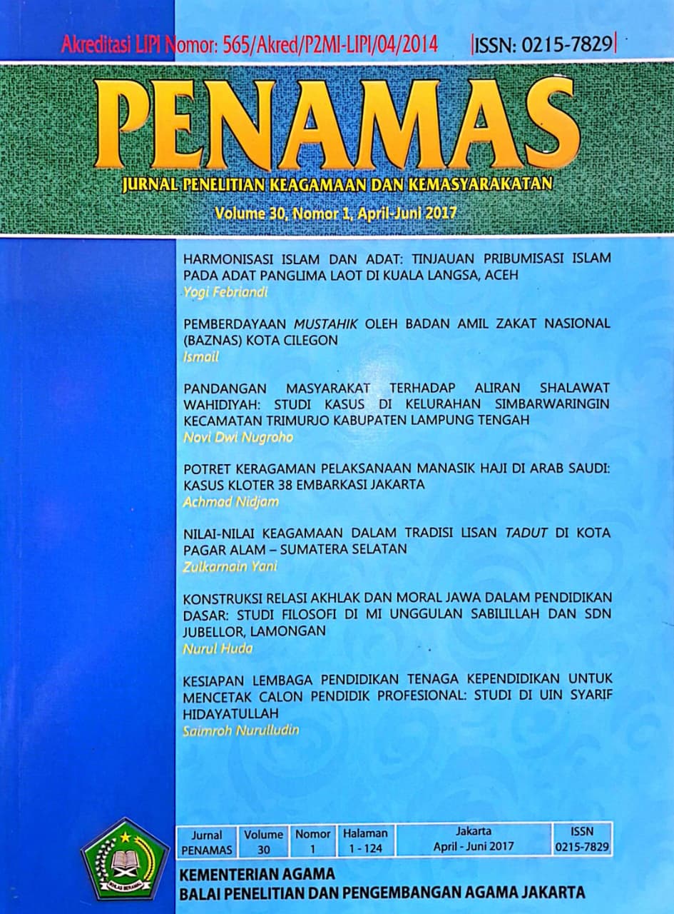 Jurnal Penamas Volume 30 Nomor 1, April-Juni 2017
