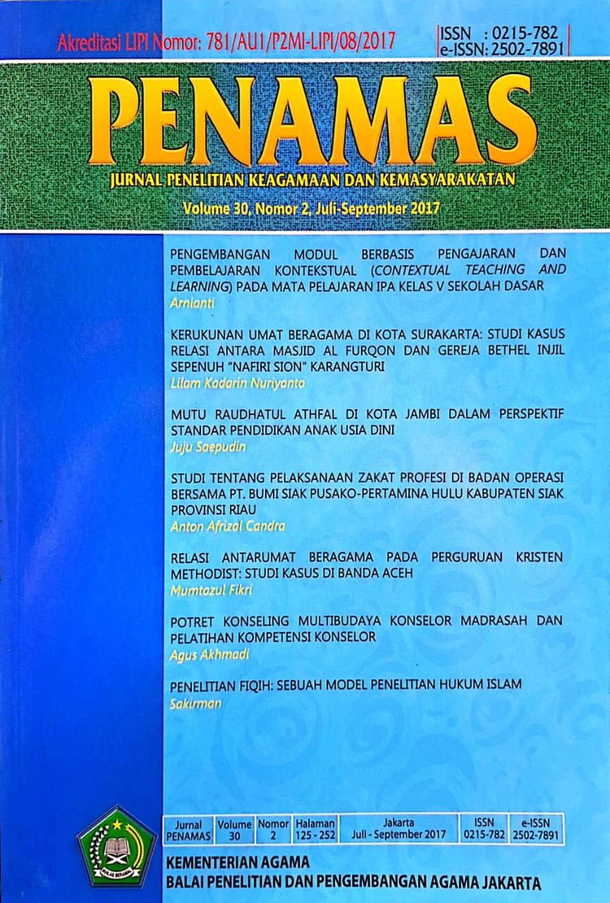 Jurnal Penamas Volume 30 Nomor 2, Juli-September 2017