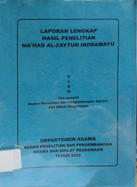 Image of Laporan Lengkap Hasil Penelitian MA'HAD AL-Zaytun Indramayu